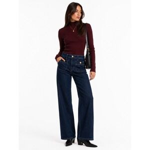 Nautical Dark Wash Gold Button Slim Wide-Leg Jeans J.Crew 28